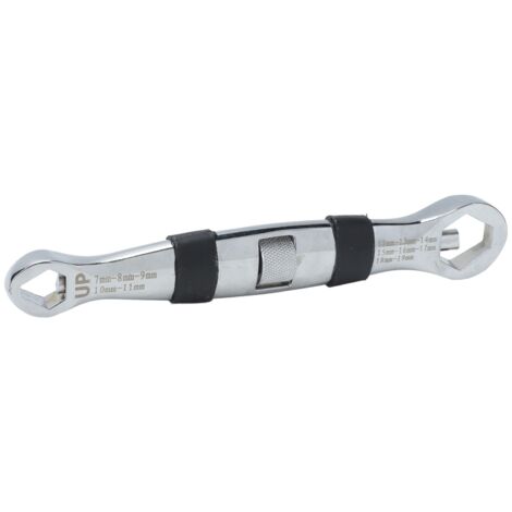 SJLERST Clé multifonctionnelle réglable 23 en 1, Double extrémité, en acier au Chrome Vanadium, à bouche plate, à tige courte, 7 à 19mm (1/5)