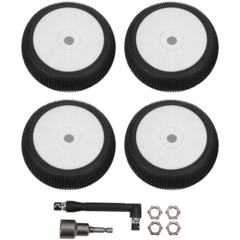 SJLERST Jeu de clés à cliquet，Pneus et roues avant et arrière RC avec hexagone de 17mm, 4 pièces, pour voiture tout-terrain 1/8, pièces de mise à niveau blanches (1/5)