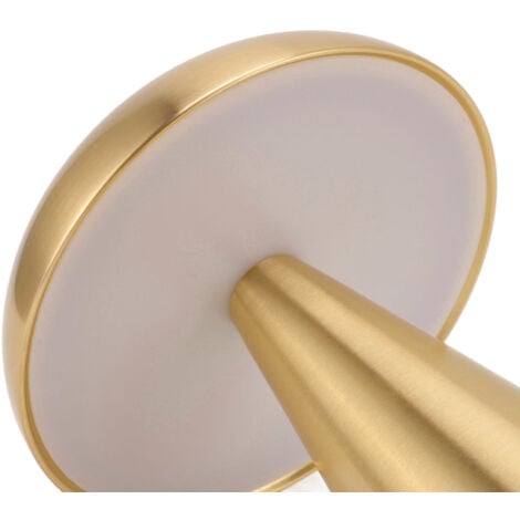 SJLERST Lampe de table champignon style industriel minimaliste moderne 3 couleurs réglable rechargeable lampe de bureau innovante à commande tactile or