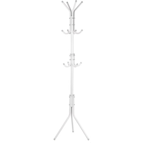 SJLERST Porte-manteau en métal à crochets multiples, porte-chapeau, support d'arbre, cintre de sac à vêtements, organisateur pour chambre à coucher de maison (blanc) (1/5)