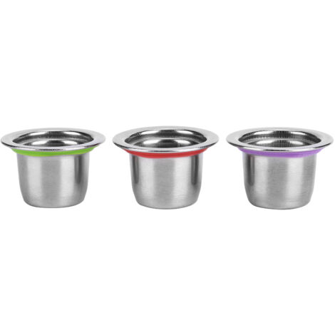 SJLERST Capsules de café réutilisables, dosette en acier inoxydable, filtre rechargeable, 30x22x20mm, adaptées à Nespresso, 3 pièces/ensemble (1/5)