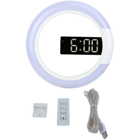 SJLERST Horloge murale LED de Style moderne et innovant, décoration de la maison avec fonction d'alarme et de lumière de température, blanc (1/5)