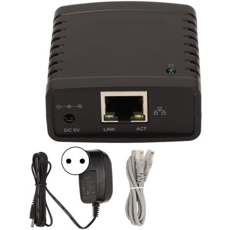 SJLERST Serveur d'impression USB TCP IP LPR 10Mbps 100Mbps, Port LAN RJ45 Standard, extension sans fil, partage 100-240V, prise ue (1/5)