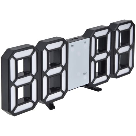 Horloge Murale Numérique LED Avec Alarme - Affichage Date, Semaine, Température - Commande Vocale, 5 Niveaux Luminosité - USB Ou Piles - 4