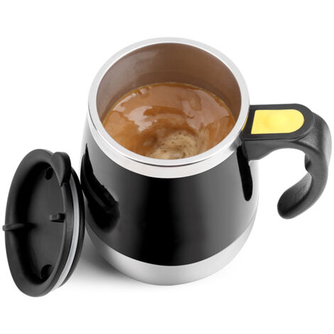 SJLERST Tasse à café à agitation magnétique en acier inoxydable électrique, tasse à mélange automatique noire (1/5)