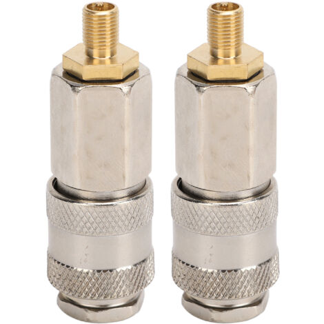 SJLERST Adaptateurs de compresseur d'air portables, filetage mâle en acier robuste à Valve, coupleur à connecteur rapide 3 en 1 pour gonfleur de pneus, paquet de 2 (1/5)