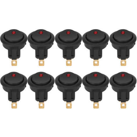 Interrupteur SPST étanche à bascule ronde marche/arrêt 12V, 10 pièces, projecteur LED, borne argentée à 3 broches (1/4)