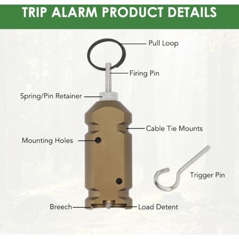 SJLERST Alarme de Déclenchement du Périmètre, Dispositif d'alarme à Fil déclencheur de Calibre 12 avec Couverture Totale de 360 degrés pour Le Camping et la sécurité des biens