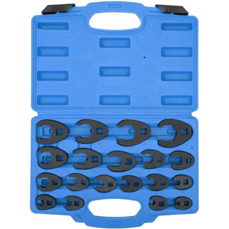 SJLERST 19 pcs Crowfoot Ensemble de Clés, poule 8-32 mm en acier chrome-molybdène pour tige d'extension à cliquet de 3/8" 1/2" (1/5)