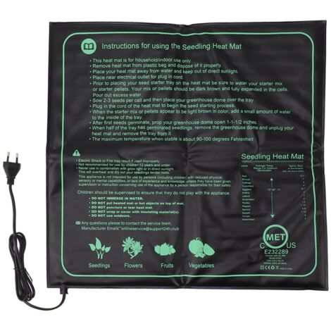 Tapis chauffant pour semis - EU - 52x24CM - Prise EU/US - Imperméable - PVC - Jardin