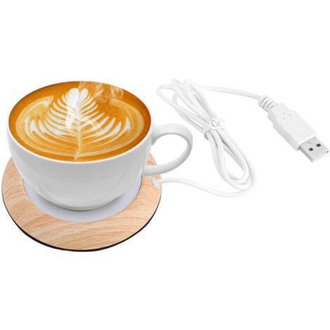 SJLERST USB Coaster Warmer, USB Wood Grain Cup Warmer Heat Beverage Mug Mat Office Tea Coffee Heater Pad (1/5)
