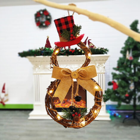SJLERST Couronne de Bonhomme de Neige de Noël à LED, pour décorations pour la Maison (1/5)