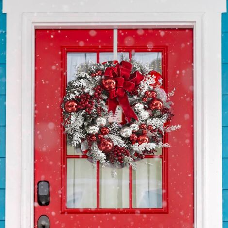 SJLERST Couronne de Noël de 40 Cm, Décorations de Noël, Couronne de Porte D'entrée à Suspendre pour Les Familles et la Maison (1/5)