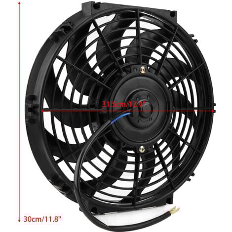 SJLERST Ventilateur de refroidissement de moteur électrique universel de 12 pouces, Slim Push Pull, 12V, avec Kit de montage