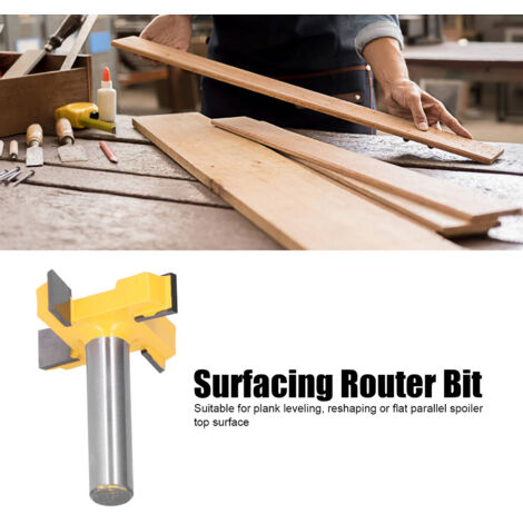 SJLERST Mèche de Routeur de Surface Spoilboard, Routeur Ailes de Coupe en Carbure pour Machines CNC (poignée de 8 mm) (1/5)
