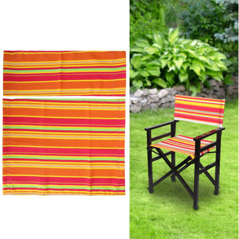 Housse De Rechange Chaise Directeur - Siège Et Dossier Tissu Oxford Rayé Bleu Blanc - Lot De 2 Ensembles