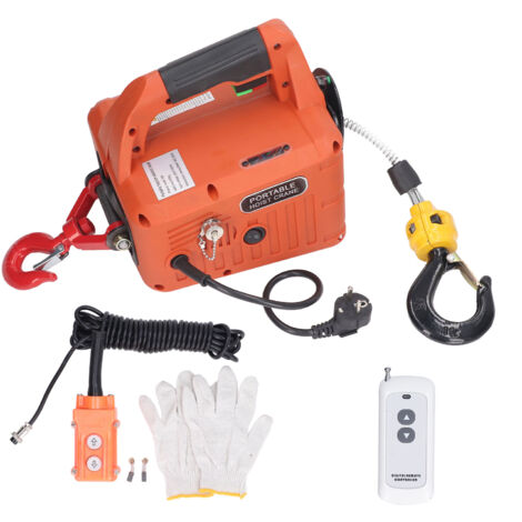 Sjlerst – Treuil électrique 1500 W – Charge max 500 kg – Hauteur de levage 7,6 m – Télécommande sans fil – Câble acier galvanisé 6 mm
