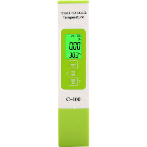 SJLERST Test de qualité de l'eau Salinité, C-100 5 en 1 salinité TDS EC testeur d'eau de mer Multifonction testeur de qualité de l'eau avec rétro-éclairage (1/5)