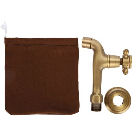 SJLERST Robinet Laiton Antique, Robinet de Jardin en Laiton Massif Vintage Fixé au Mur Filetage G1 / 2 pour Piscine Lavabo Evier de Cuisine(Long) (1/5)