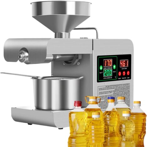 SJLERST Presse à Huile électrique pour graines Lin et Noix Cuisine, avec Panneau réglage la température (50-250 ℃) et Vitesse de pressage : 3-5 kg/h et Prend en Charge Le pressage à Froid et à Chaud