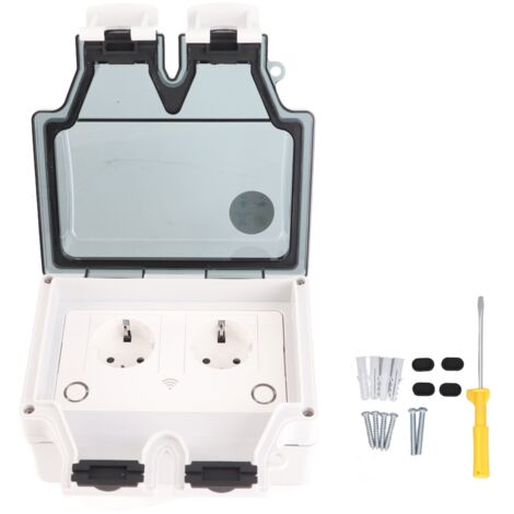 SJLERST Prise de Courant Extérieure étanche, 16A IP66 étanche à la Pluie Murale électrique Wifi Prise Intelligente Type 86 Prise de Courant, Prise Ue 110‑250V (SNW-2SR) (1/5)