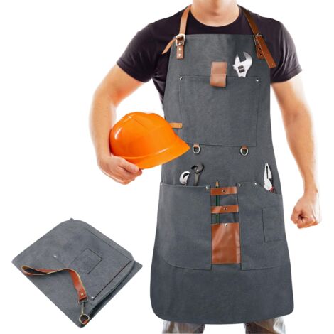 Tablier de Soudeur, 8 Poches, Tablier En Toile pour Le Travail Du Bois, Tablier Imperméable pour Le Travail Du Bois, Pour Le Barbecue, La Cuisine, Le Jardinage Et Le Soudage (1/5)