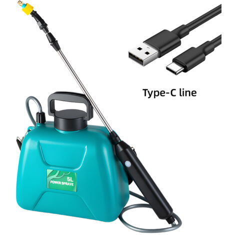 SJLERST Pulvérisateur électrique pour plantes avec bandoulière réglable, portable, rechargeable, pour jardin, pelouse, nettoyage de voiture et désinfection intérieure (5 L) (vert) (1/5)