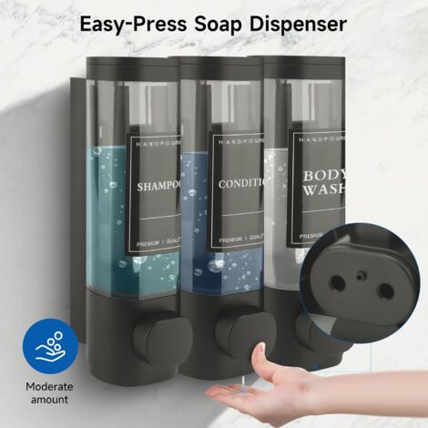 Kavolet 300ML Distributeur de Savon Mural, Distributeur de Savon Manuel Simple tête, Distributeur Liquide Gel Douche Shampoo pour Cuisine Salle de Bains Hotel