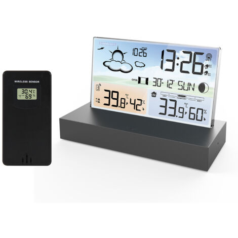 Thermomètre Hygromètre LED Avec Réveil - Station Météo électronique Multifonction Blanche