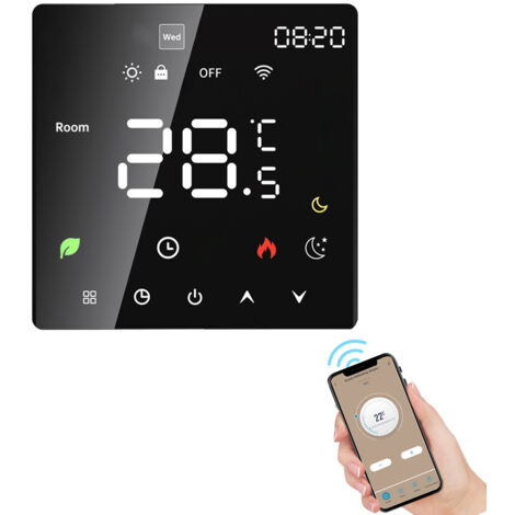 SJLERST Thermostat de Chauffage au Sol, Thermostat D'ambiance Thermostat de Chauffage électrique Intelligent WiFi Programmable Protection IP20 Commande (Chauffage de l'eau Wi-FI) (1/5)