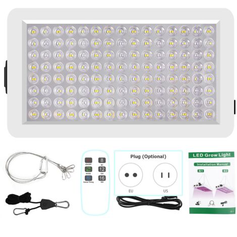 SJLERST Lampe de culture LED pour plantes d'intérieur, Full Spectrum Veg Bloom 3 Modes 8H/12H/16H Timer Remote Control Plant Light Seedter Seedling Vegetable Pepper Hanging Grow Light