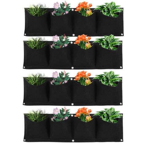 SJLERST Lot de 4 sacs de culture muraux biodégradables noir (1/5)