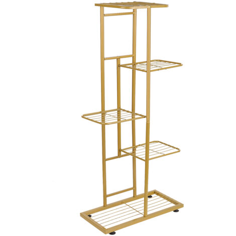 SJLERST Étagère à plantes métal 5 niveaux 6 pots or H916-1 (1/5)