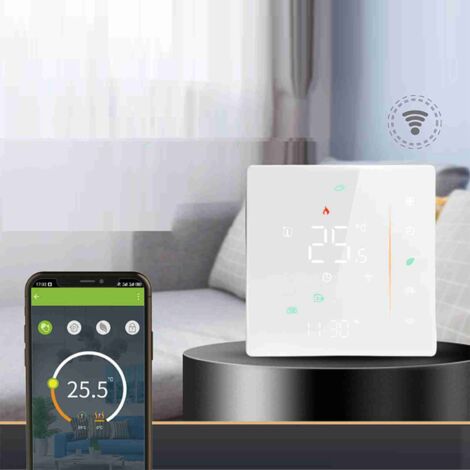 SJLERST Thermostat Intelligent Wi-Fi, Température Contrôlée Hebdomadaire Programmable, Commande Tactile, Compatible Avec Alexa et Home, pour le chauffage de l'eau, 5 A, blanc (1/5)