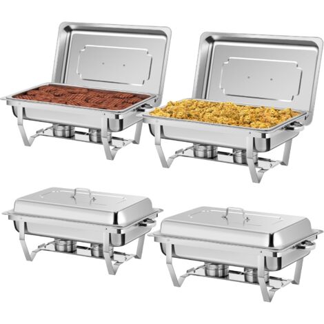 Bac Inox Alimentaire Lot de 4 Plats à Four en Acier Inoxydable 13L épaisseur 0,8mm Bac