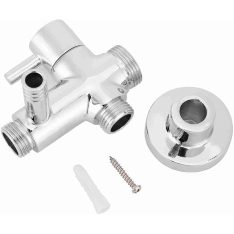 SJLERST Séparateur de douche en cuivre rond pour salle de bain, à fixation murale, avec base et accessoires, 1/2 pouce (1/5)
