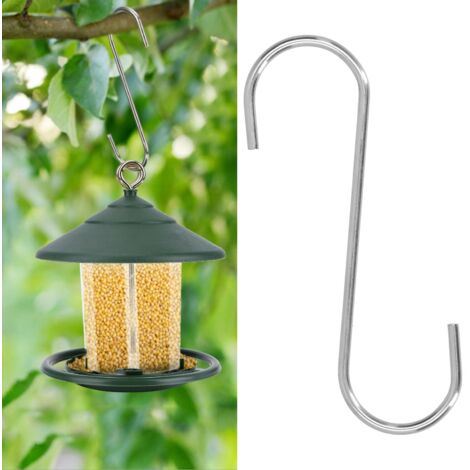 SJLERST Crochet en forme de S en acier inoxydable pour mangeoire à oiseaux, accessoire pour balcon ou cour (1/5)