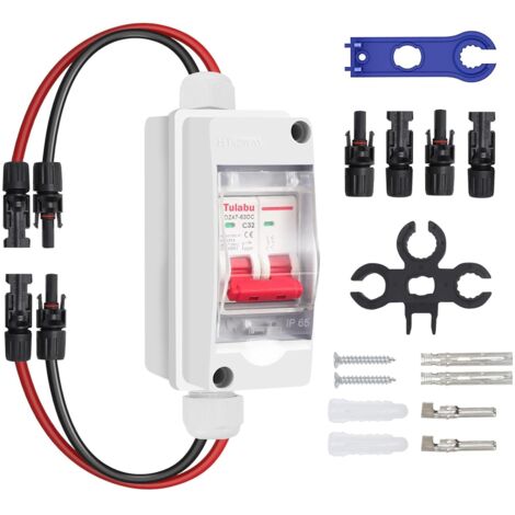 SJLERST Interrupteur de Déconnexion PV DC 32 A 500 V, MCB 2P Commutateur D'air de Commutation de de Dissipateur de Courant Solaire, Disjoncteur Miniature avec Boîtier de Distributio (1/5)