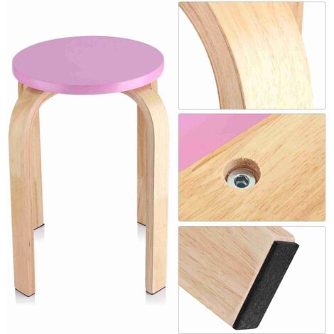 SJLERST Tabouret Empilable en Bois courbé pour Enfants avec Vis Intégrées et Design Antidérapant (Pink) (1/5)