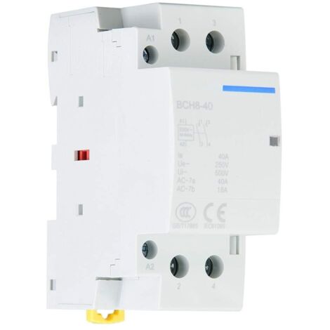 Nannigr Contacteur AC domestique, 2P 40A 2NO Contacteur AC domestique automatique 220V/230V 50/60Hz, 2 pôles bidirectionnels, montage sur rail DIN 35 mm normalement ouvert