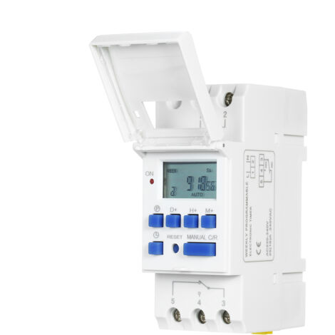 SJLERST Minuterie Programmable Numérique de 7 Jours, écran LCD, Batterie Rechargeable Intégrée pour Lampadaires, Appareils Ménagers (220V) (1/5)