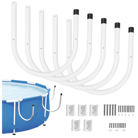 Gistuch – Lot de 5 supports de bâche de piscine solaire – Tube en fer en U 43x26cm – Pour piscines hors sol à parois en acier – Rangement efficace