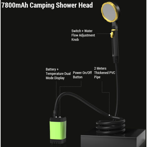 Gxpjycfob Kit Douche Camping Portable 6000mAh Avec Filtre UV - Pompe Électrique Rechargeable Imperméable