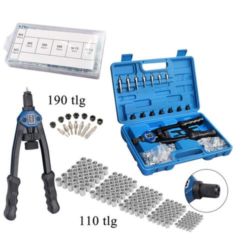 Outil Rivet Pince a Rivet 110pcs, Kit professionnel Outil à riveter