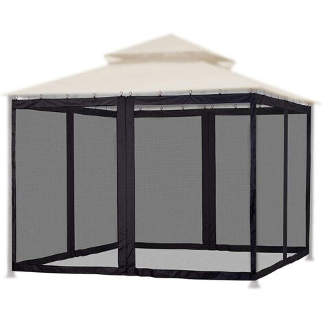 SJLERST Moustiquaire pour auvent de terrasse, parasol, moustiquaire pour porche, patio et espaces de vie extérieurs, murs de patio à 4 panneaux avec fermeture éclair (1/5)