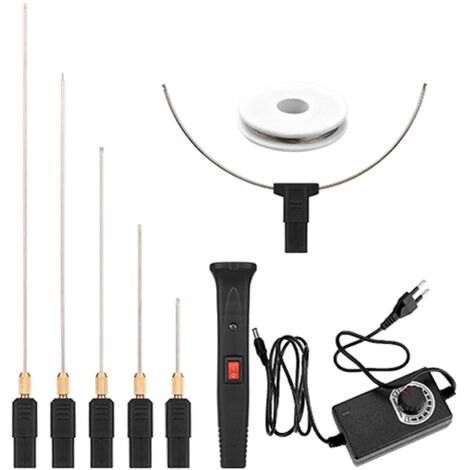 Kit de coupe-mousse électrique portable 24 W avec 5 pointes droites et 1 pointe en arc, stylo de découpe portable à température réglable, graveur d'outil en polystyrène à fil chaud (1/5)