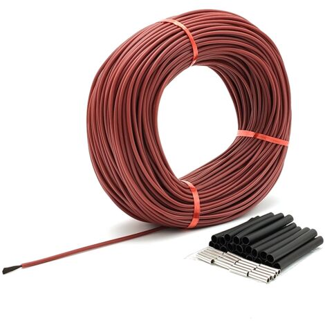 Fil chauffant en Fiber de carbone φ3mm 12K 33Ω, câble de sol chaud en caoutchouc de silicone à infrarouge lointain, haute température 200 ℃