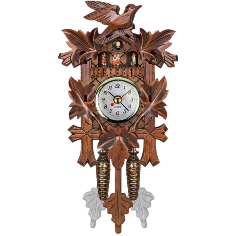 SJLERST Horloge murale coucou oiseau décorations en bois à suspendre pour la maison, le café, le restaurant, l'art vintage chic, le salon