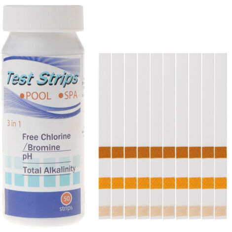 Bandelettes de Test 3 en 1 pour piscine et SPA, chlore, pH, alcalinité, dureté de l'eau, 50 pièces (1/5)