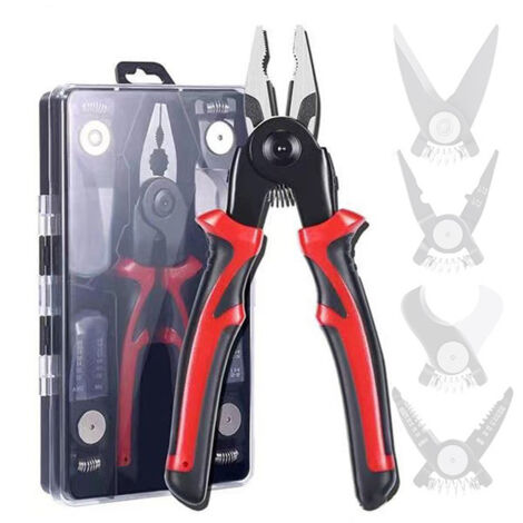 Jeu de pinces à têtes interchangeables multifonctionnelles 5 en 1, outils de maintenance électronique polyvalents pour dénuder l'étau en fil d'acier pour électricien (1/5)